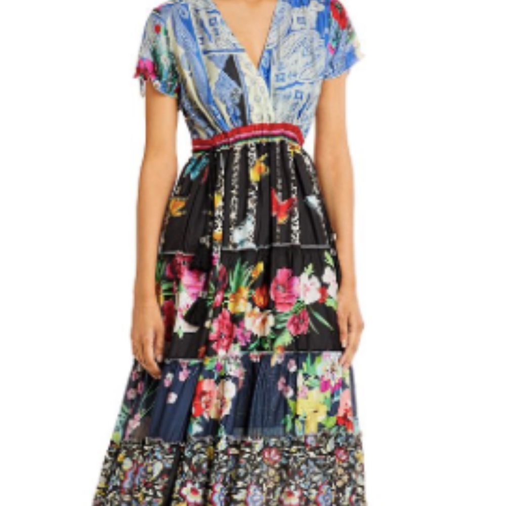 Johnny Was Silk Mixed Print Maxi Dress XS (no slip but I wore w/o)